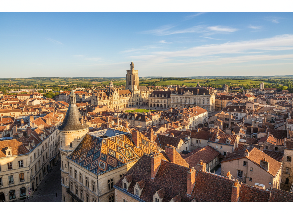 Toits colorés et architecture historique de Dijon en Bourgogne